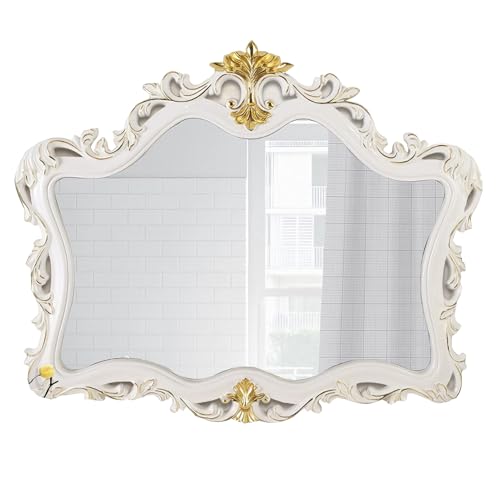 ミラー 壁掛け ホワイト 縦横兼用 鏡 アンティーク ヨーロピアン